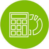 Green icon with an outline of a calculator